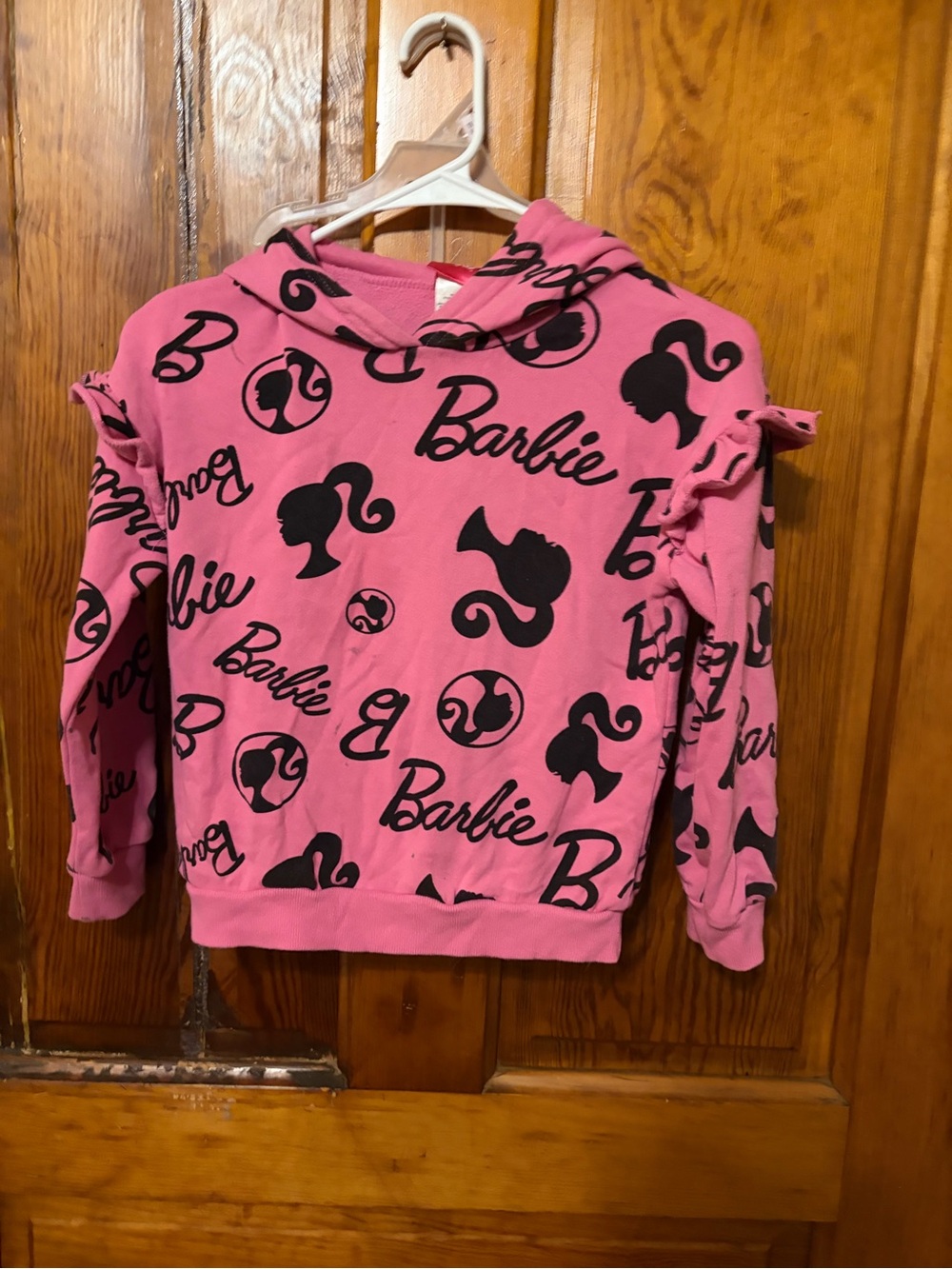 Barbie Hot Pink Hoodie with Black Logo Print